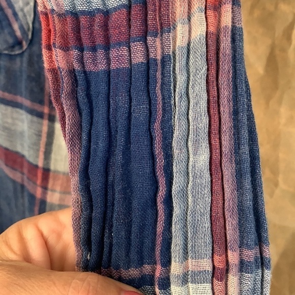 Indigo Rein Blue Red Plaid Button Down Collared Long Sleeve 100% Cotton Shirt M - Picture 14 of 17